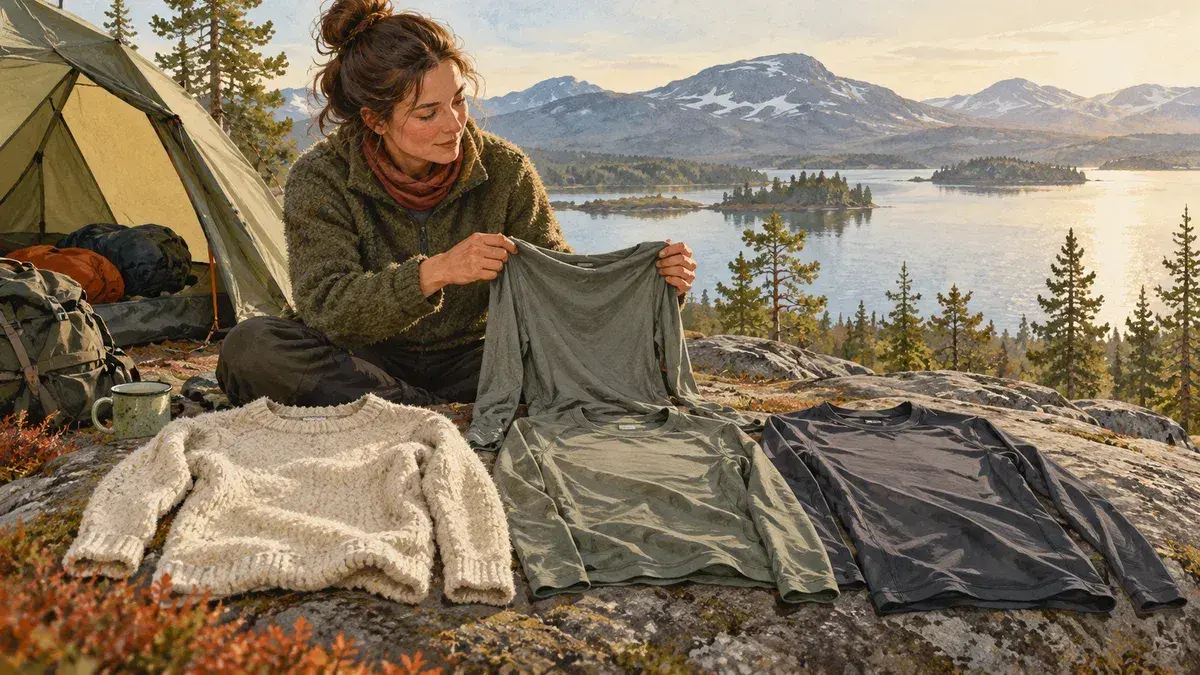 Illustration av underställ och andra plagg utomhus